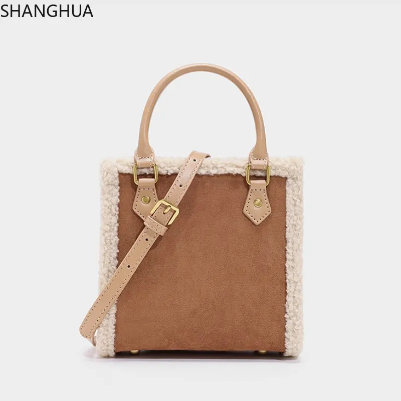 

Niche brand women's bag new autumn and winter lamb fluffy bag hand bill of lading shoulder bag crossbody bag women's plush bag