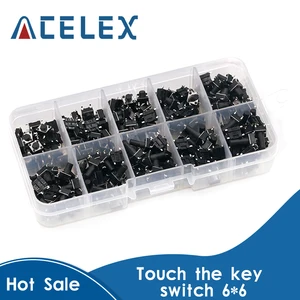 Тактовый переключатель 6*6, 10 моделей, 100 шт., Тактильный кнопочный переключатель, высота: 4,3 мм  13 мм DIP 4P, микропереключатель, 6x6 кнопочный переключатель