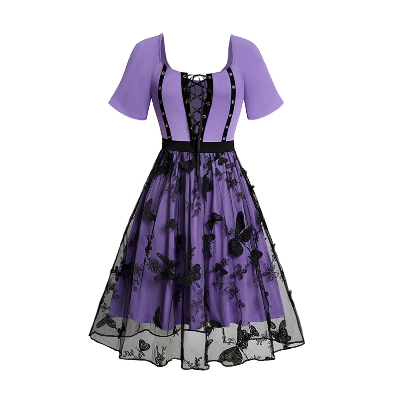 Женские летние платья кружевное лоскутное платье с бабочкой и люверсами