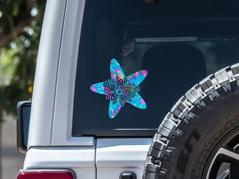 

Starfish Vinyl Decal, Beach Mandala Decal, Beachy Car Decal, Beach Wave, Beach Bum, Beach Vibes, Starfish Sticker,