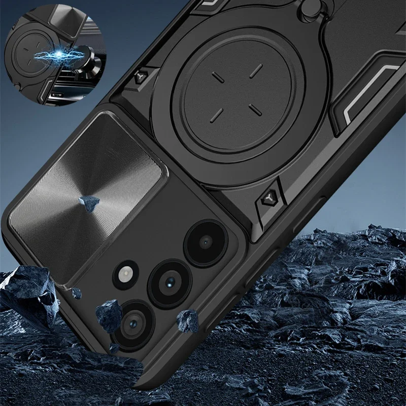 For Samsung Galaxy M55 5G Case Slide Camera Protect Funda M 55 GalaxyM55 Armor Magnet Holder Ring Cover