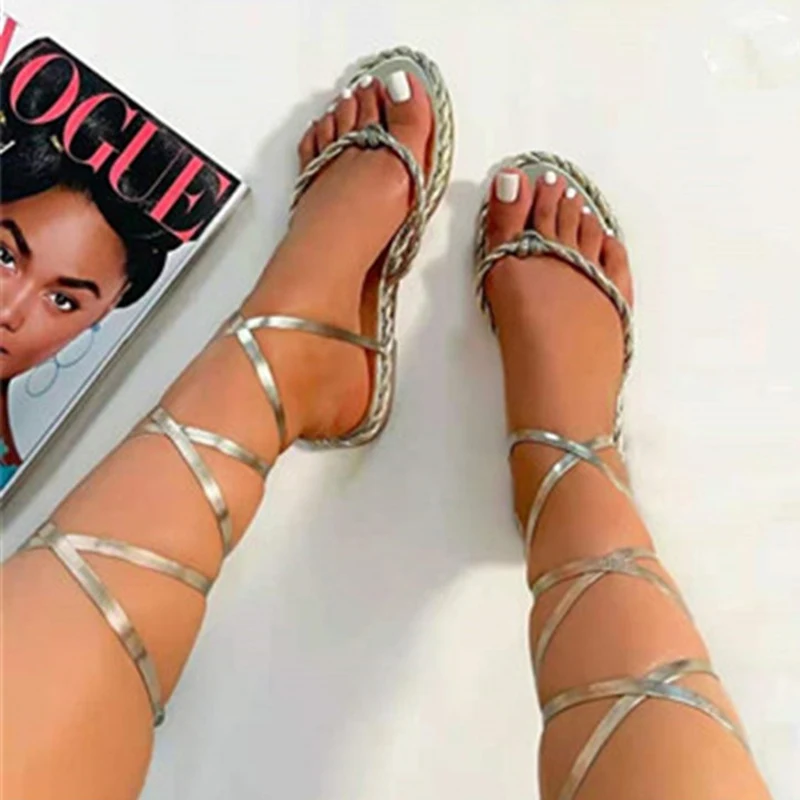 New Women Sandals Summer Beach Sexy Flat Casual Cross-Tie Open Toe Shoes  Women Fairy Style Narrow Band Shoes Rome Sandals - купить по выгодной цене  | AliExpress