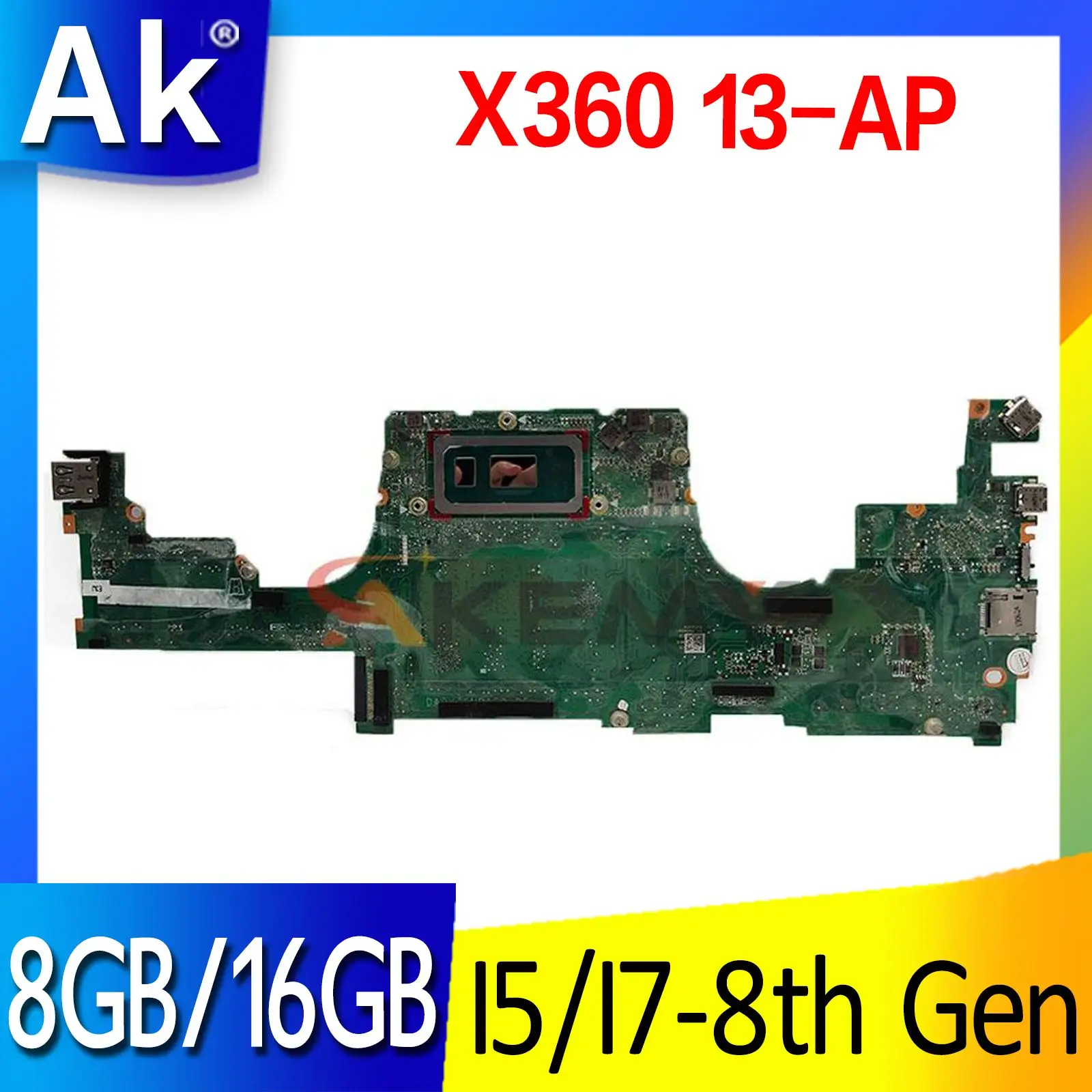 

For HP SPECTRE X360 13-AP Laptop Motherboard mainboard DA0X36MBAD0 DA0X36MBAE0 motherboard W/ I5 I7 8th Gen CPU 8GB 16GB RAM