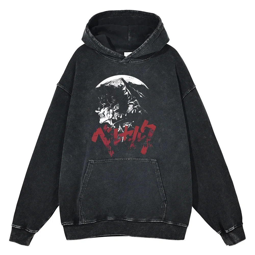 Мужская толстовка с капюшоном в стиле аниме Berserker графическим принтом и передним