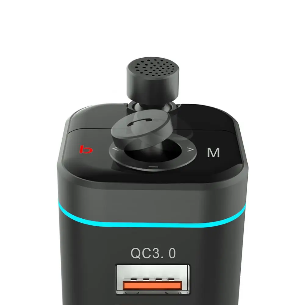 

Car Charger 180 Degree Rotation Led Display Car Bluetooth Mp3 Five-way Button Operation Qc3.0 Charge Fm Transmitter C72