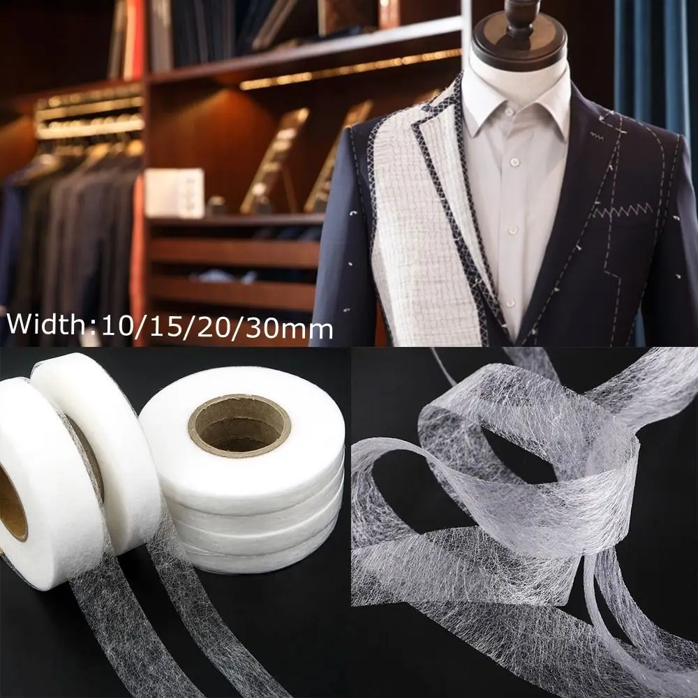 

64M Black White Double-sided Interlining Adhesive Fabric Clothes Iron On Hem Tape Interlining Web Sewing Fabric Non Woven Fabric