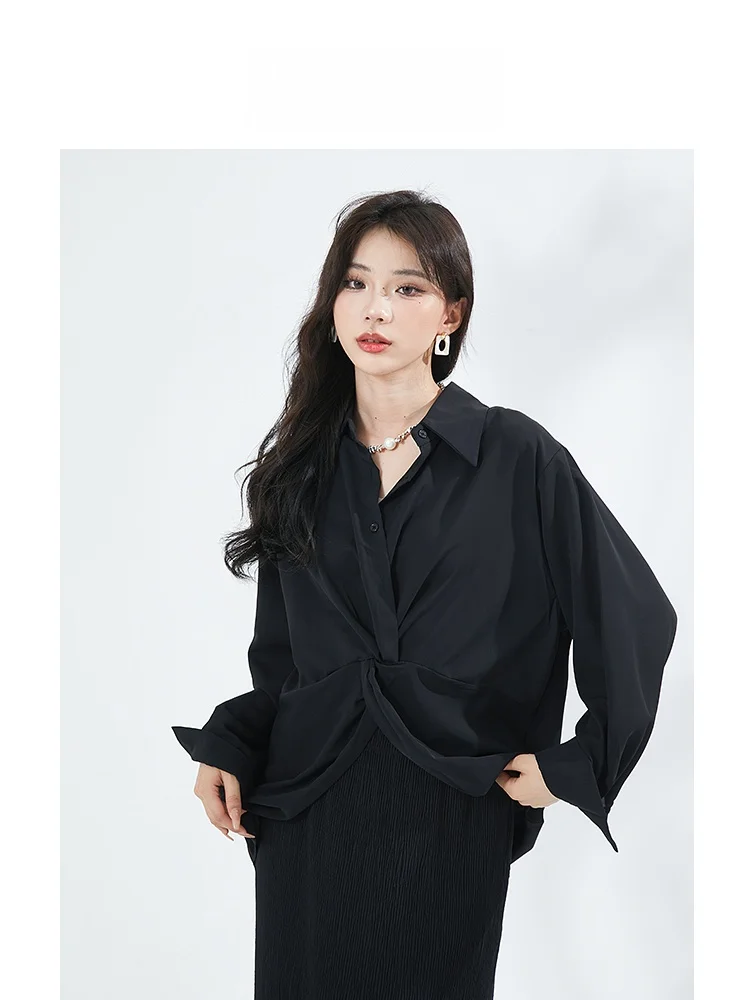 Gonblick белые шифоновые рубашки с французским вырезом женские ранняя осень 2024 новый