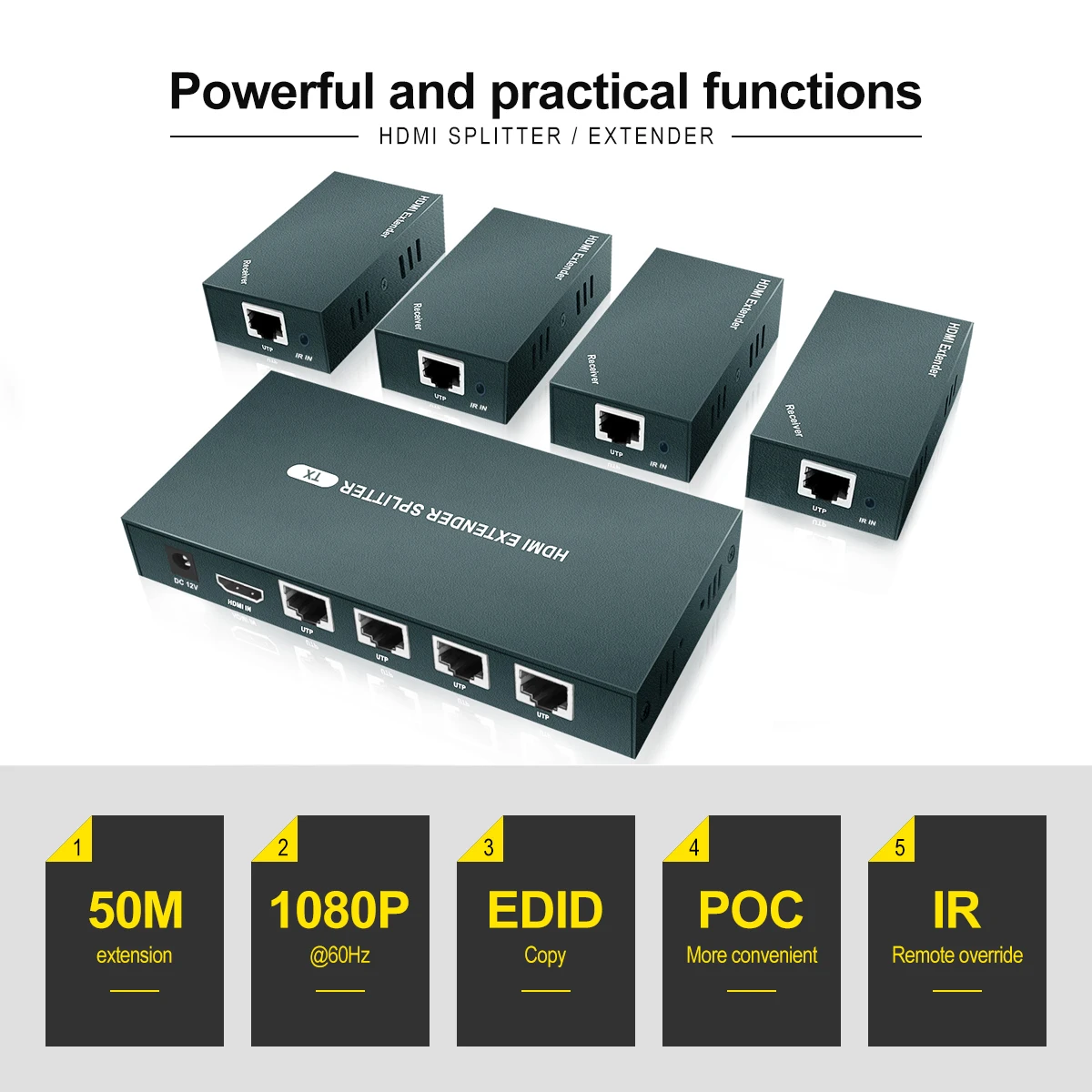 4K/1080P hdmi беспроводной передатчик и приемник оптоволоконная оптика ip kvm over ip rj45 hdmi Ethernet 1080P EDID 60M/200M