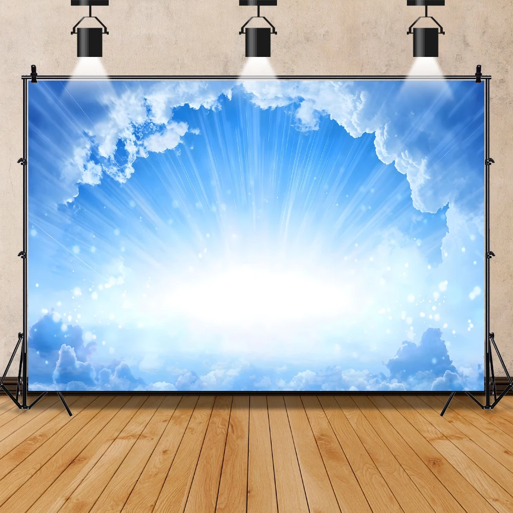 

Blue Sky Cloudy Party Wallpaper Home Decor Baby Nature Landscape Photography Background Poster Photo Background for Photo Studio
