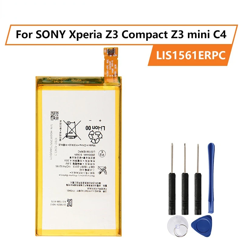 

Replacement Battery For SONY Xperia Z3 Compact Z3 mini C4 M55W D5833 SO-02G Z3MINI LIS1561ERPC 2600mAh Rechargeable Battery