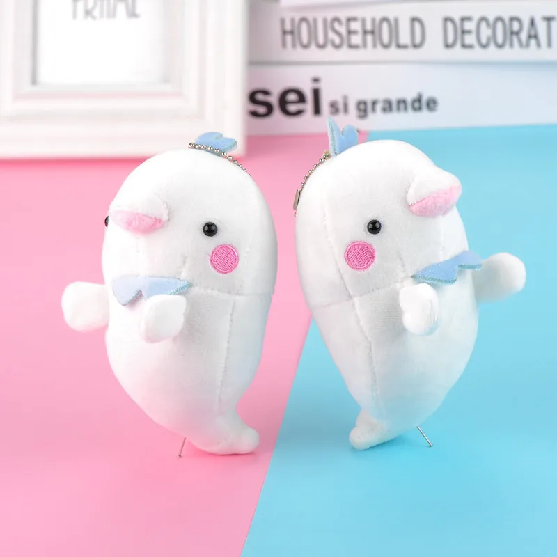 12 см кавайная плюшевая кукла Beluga школьная сумка подвеска милая морская животная