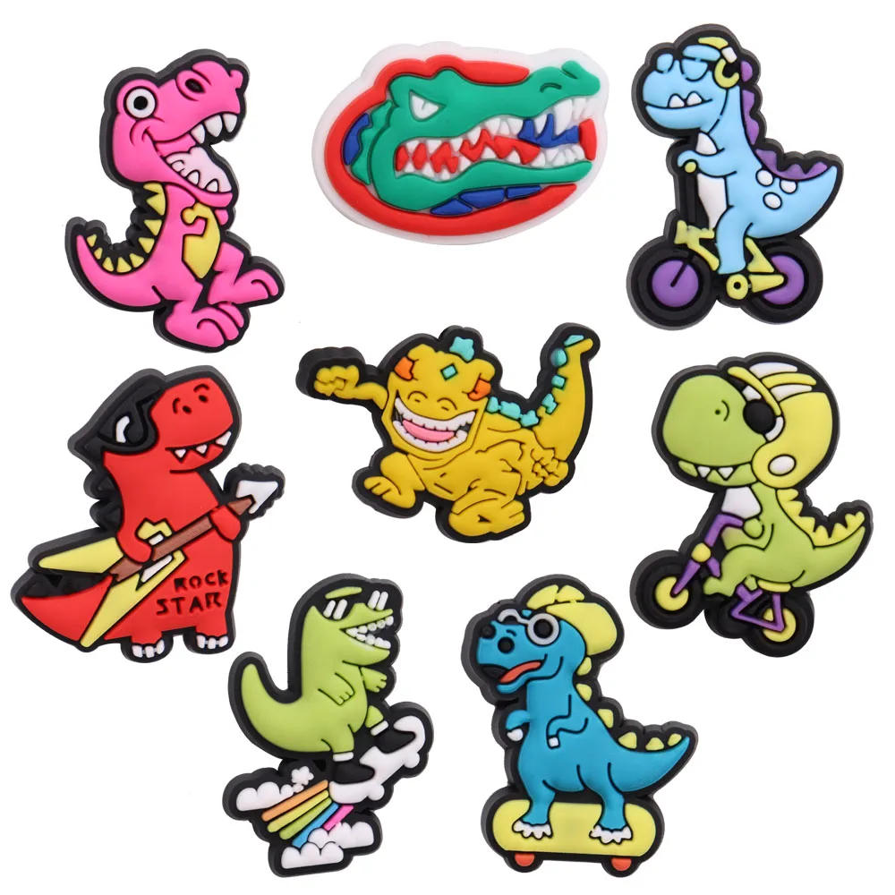 

New Pack 1-12Pcs Animals Dinosaur Stegosauru PVC Sandals Shoe Charms Buckle Clog Decorations for Croc Jibz Wristbands Boys Gift