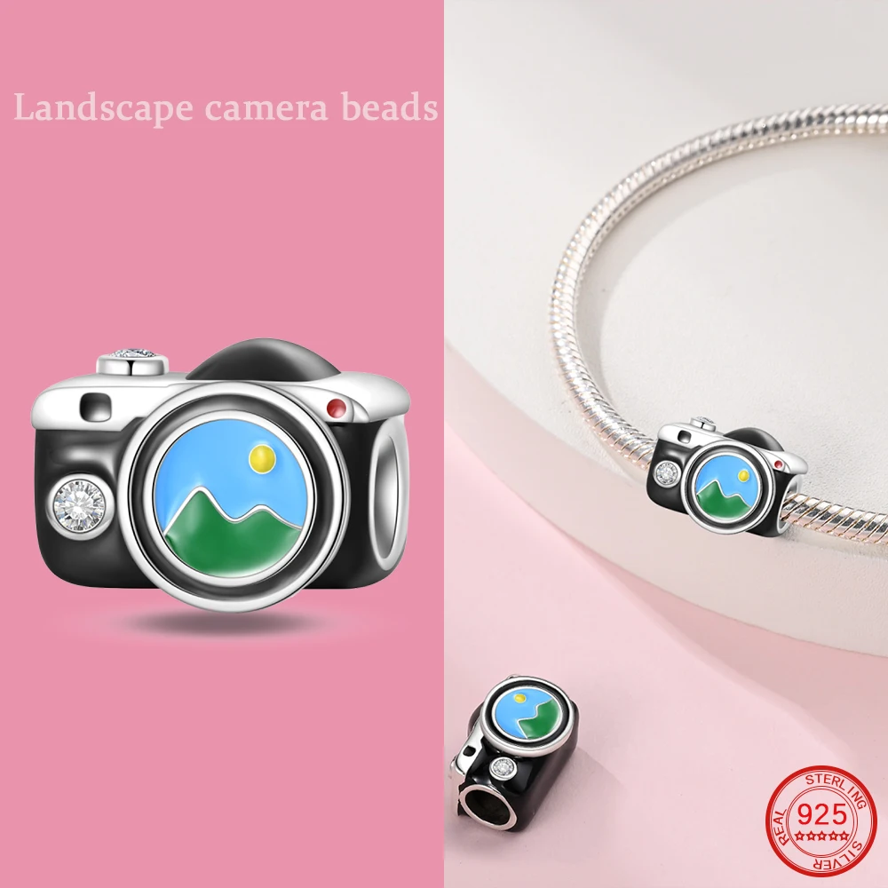 Новый стерлингового серебра 925 черный кулон с пейзажной камерой подходит для