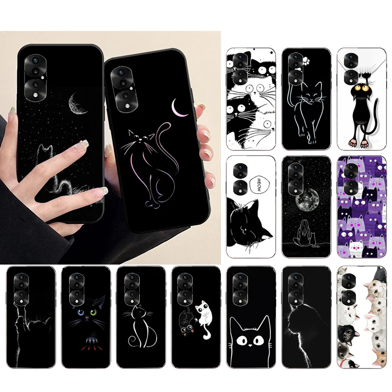 

Phone Case For Huawei P50 Pro P30 P40 Lite P40Pro P20 lite Honor 9A 10XLite 8X 20 8A 10I Black Cat Case