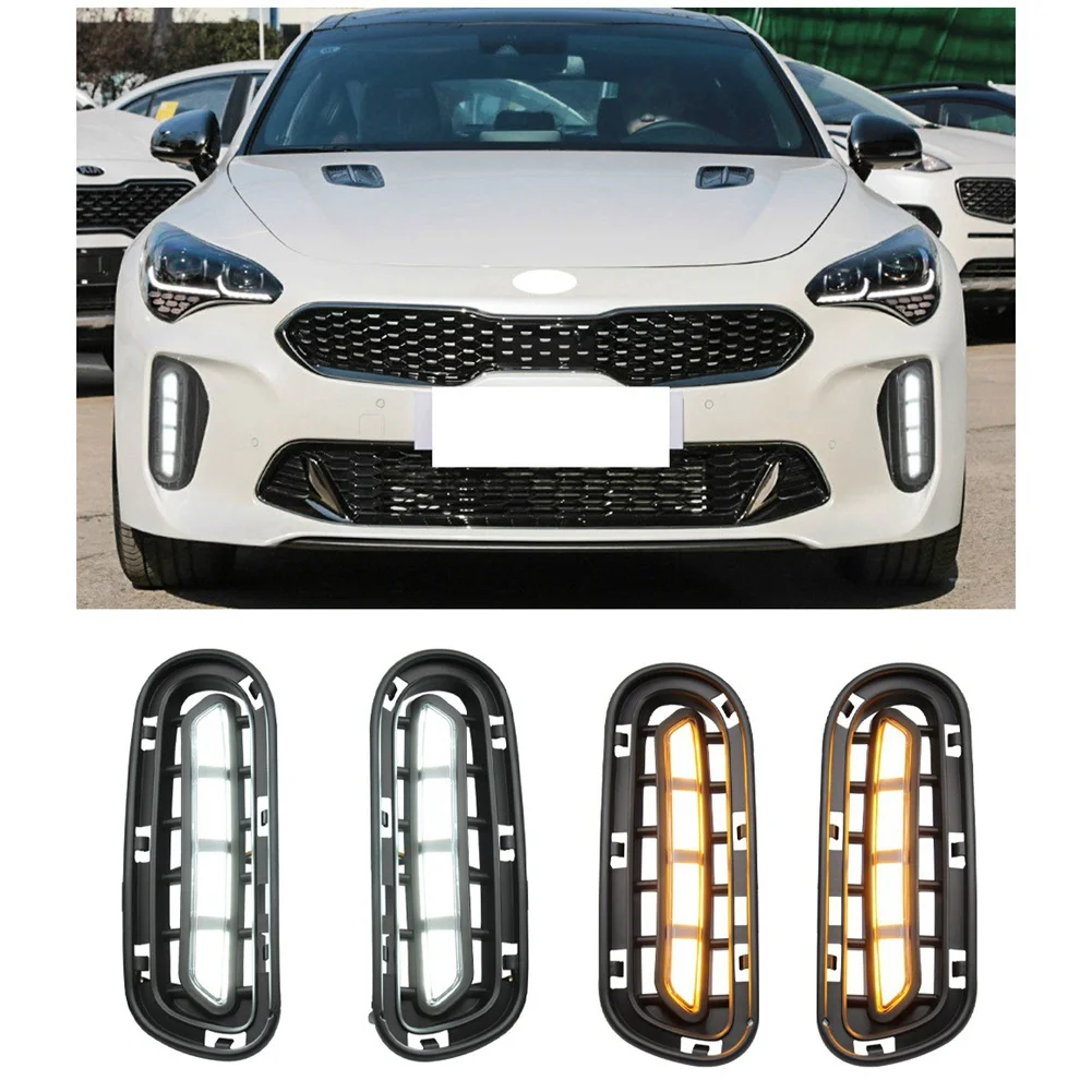 

For Kia Stinger 2017 2018 2019 2020 Car Fog Light LED DRL Daytime Running Light Turn Signal Indicator Lamp,Yellow