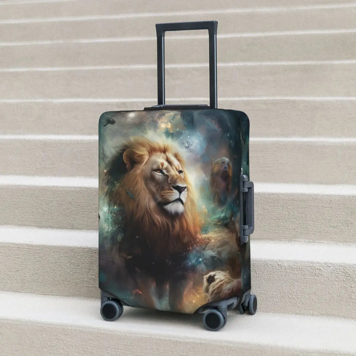 

Lion Suitcase Cover Mystery and surprise New Species Travel Flight Fun Luggage Case Protector