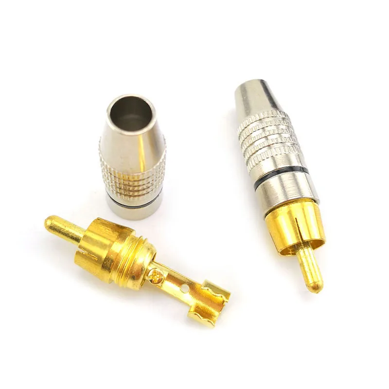 2 шт. золотой штекер RCA разъем без пайки адаптер для аудиокабеля видеокамера