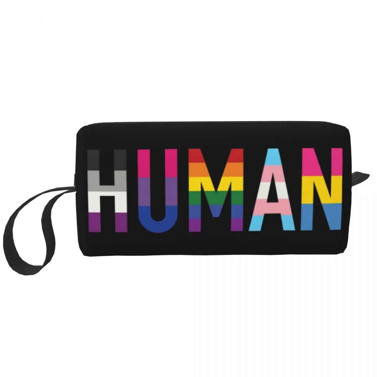 

Human LGBT Makeup Bag for Women Travel Cosmetic Organizer Fashion Gay Pride Storage Toiletry Bags Dopp Kit Case Box