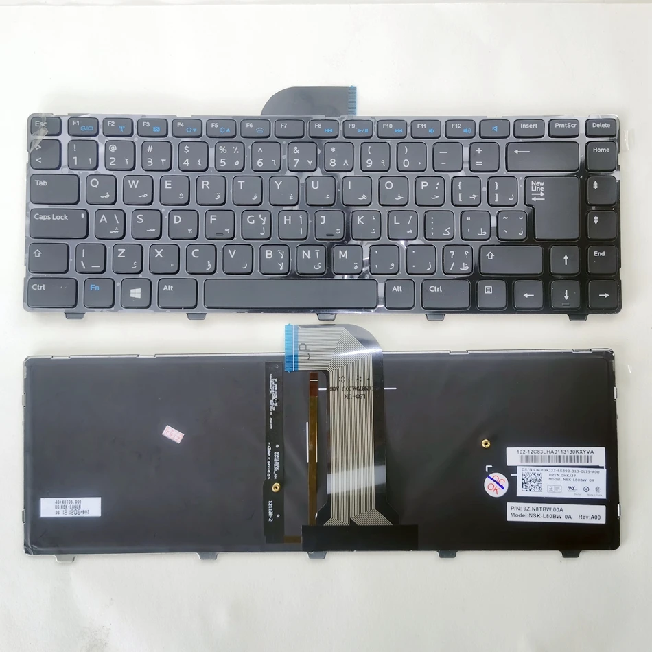 

Arabic Backlit Laptop keyboard For Dell Inspiron 14 3421 3437 14R 5421 5437 M431R Latitude 3440 Vostro 2421 DPN 0HKJ37 AR Layout