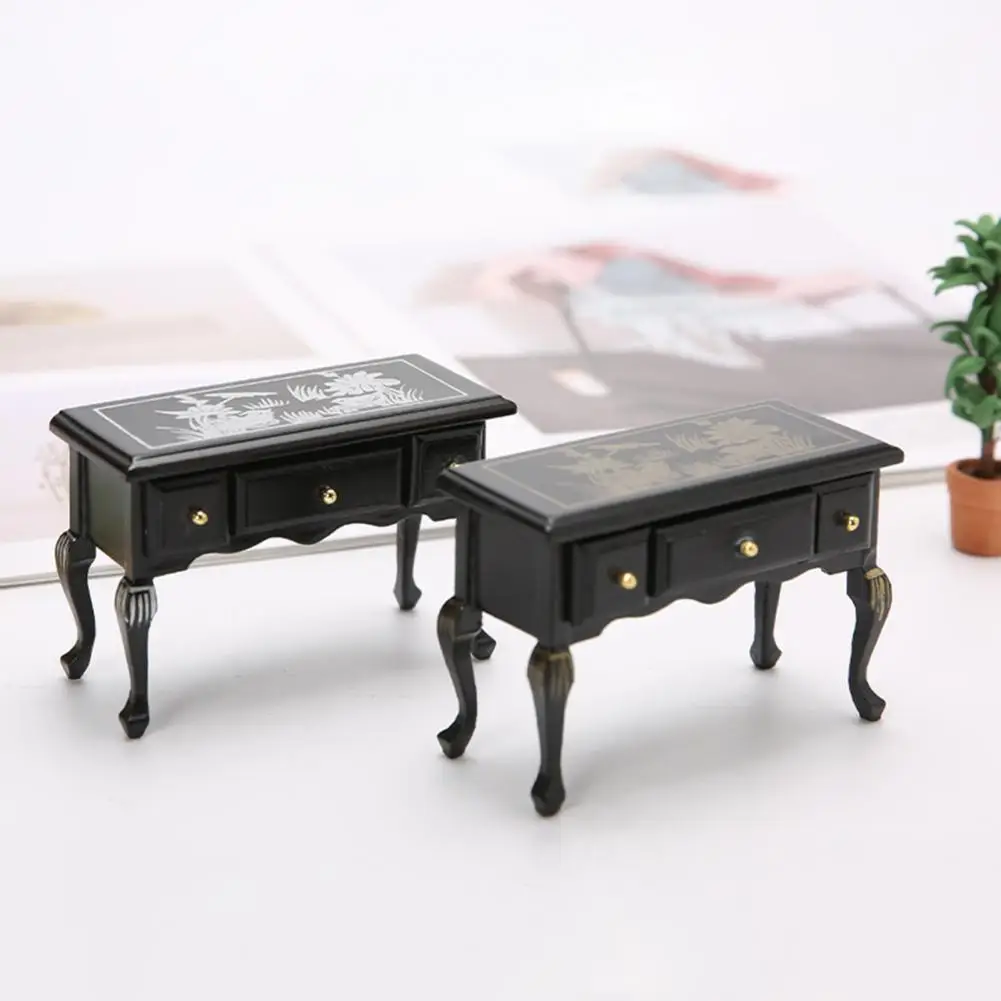

Furniture Model Pretty Exquisite Wooden Dressing Table DollhouseToy Simulation Miniature Dresser Wear-resistant for Kids