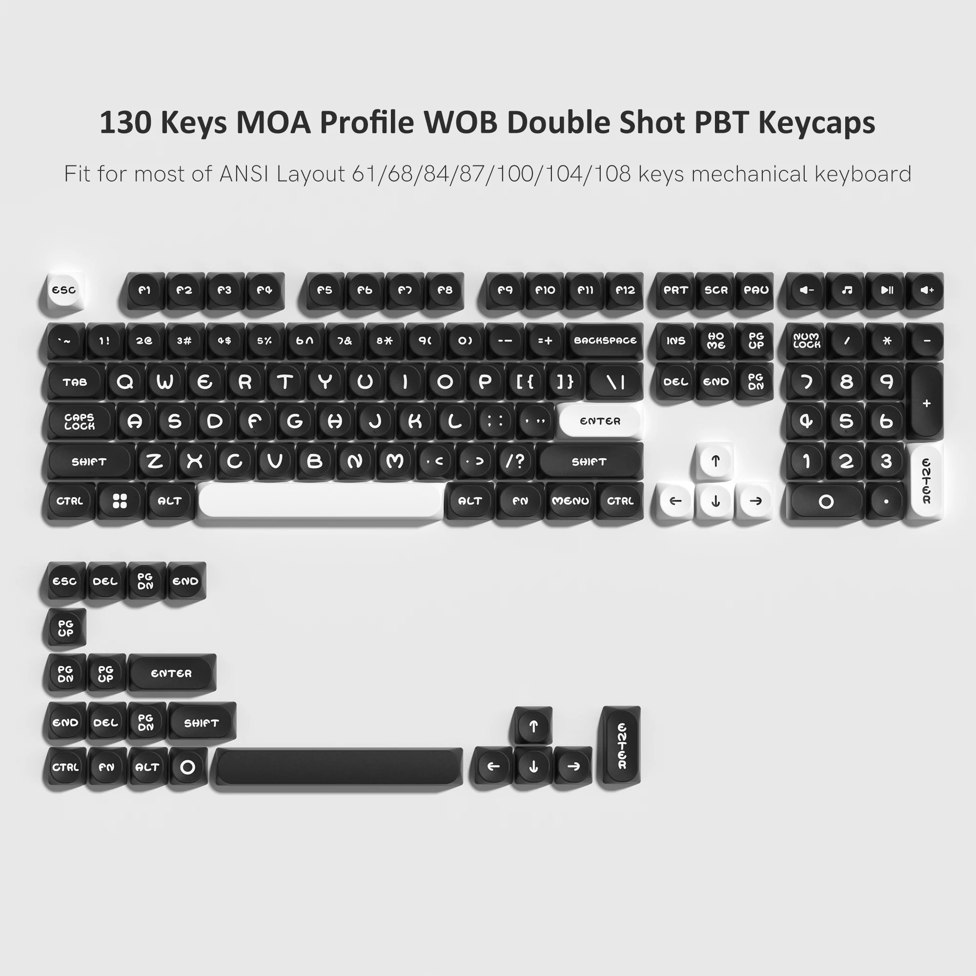 Клавиатура BOW WOB на заказ колпачки клавиш с 130 клавишами MOA Profile Double Shot PBT для Cherry MX