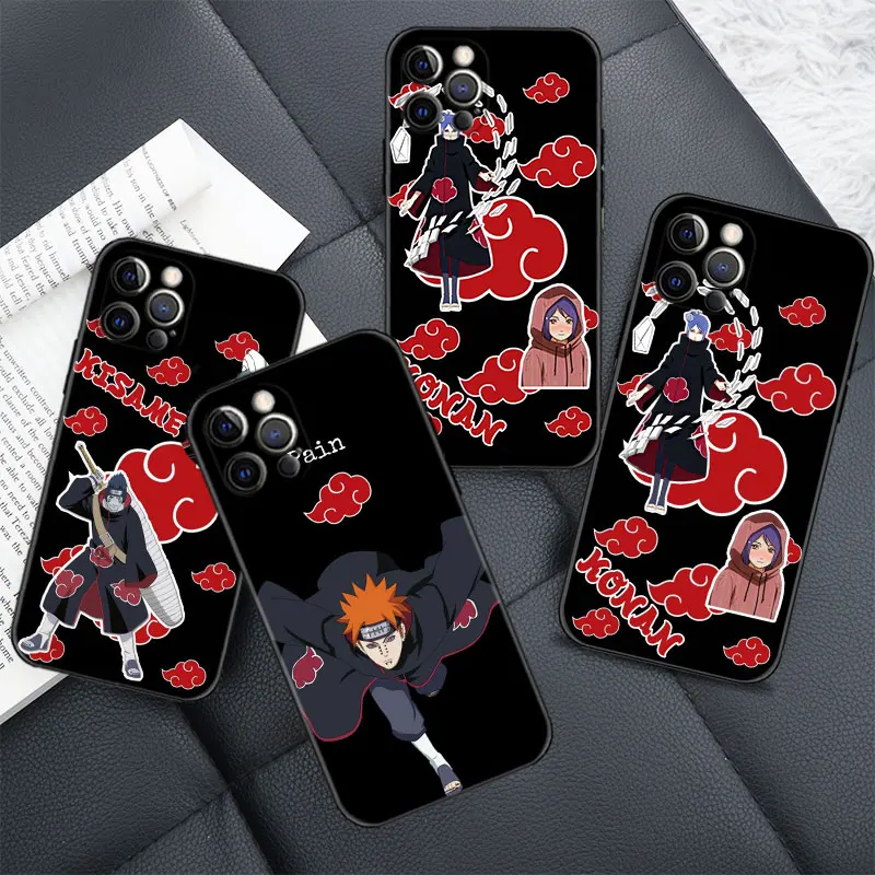 

Phone Case for Apple iPhone 13 11 12 pro max XR X XS 8 7 6s 6 plus SE 13mini Cover Silicone Bumper Nime Naruto Akatsuki Sect