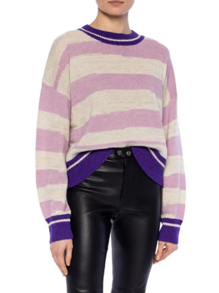 Пуловер в полоску с круглым вырезом |