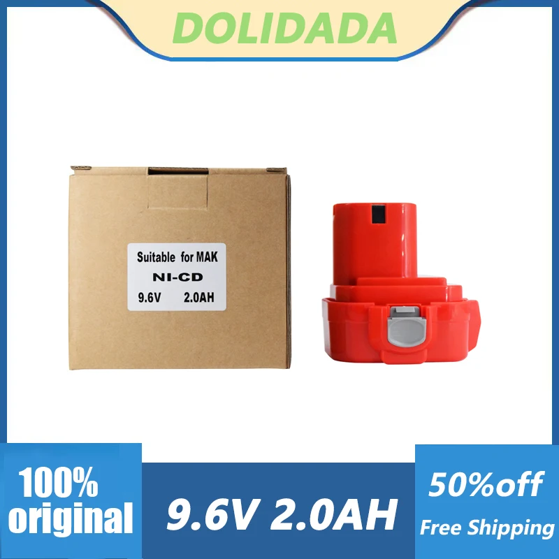 Original Power Tool Battery 2000 Mah 9.6V 2.0Ah Ni-Cd Voor Makita 9120 9122 9133 9134 9135 9135A 6222D 6260D 3300mAh, NiMH, 9,6V