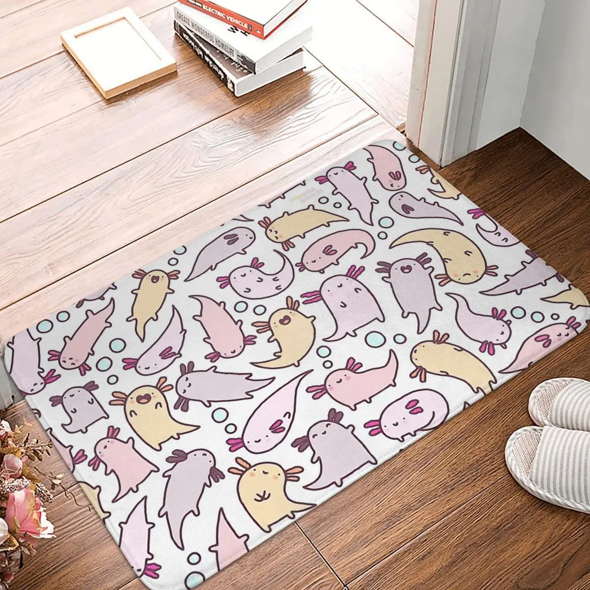 

Axolotl Lover Walking Fish Kitchen Non-Slip Carpet Adorable Flannel Mat Entrance Door Doormat Floor Decor Rug