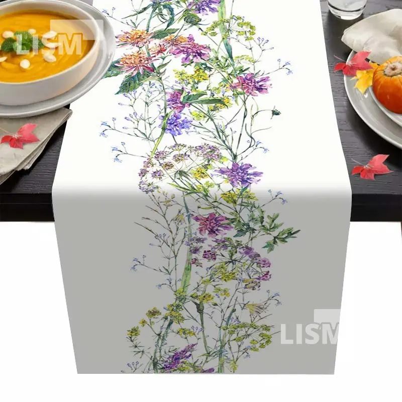

Spring Flower Table Runners Modern Wedding Party Anti-stain Decoration Tablecloths Kitchen Dining Room Customizable Home Decora
