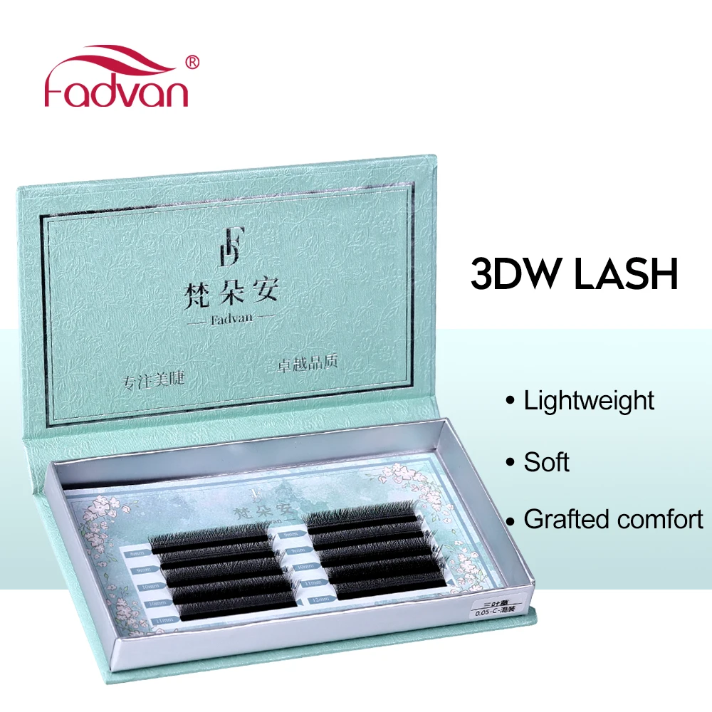 Fadvan Curl B C D DD LC 3D W Форма ресниц Цветущее цветение Готовые вееры Наращивание Макияж