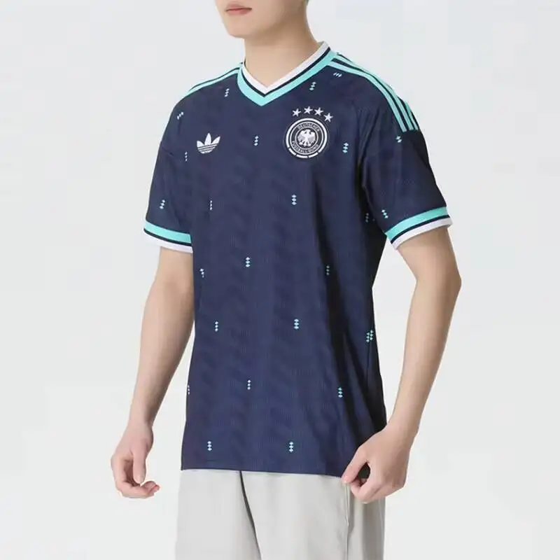 Фото Мужская тренировочная футболка с коротким рукавом Adidas Clover Germany Team, футбольный костюм JN2074 №1