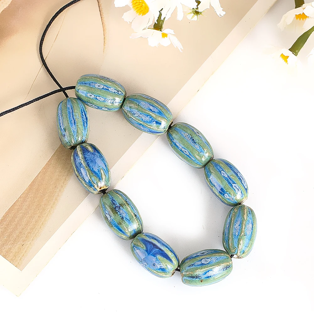 2 шт. в форме тыквы овальные керамические фарфоровые бусины ручной работы