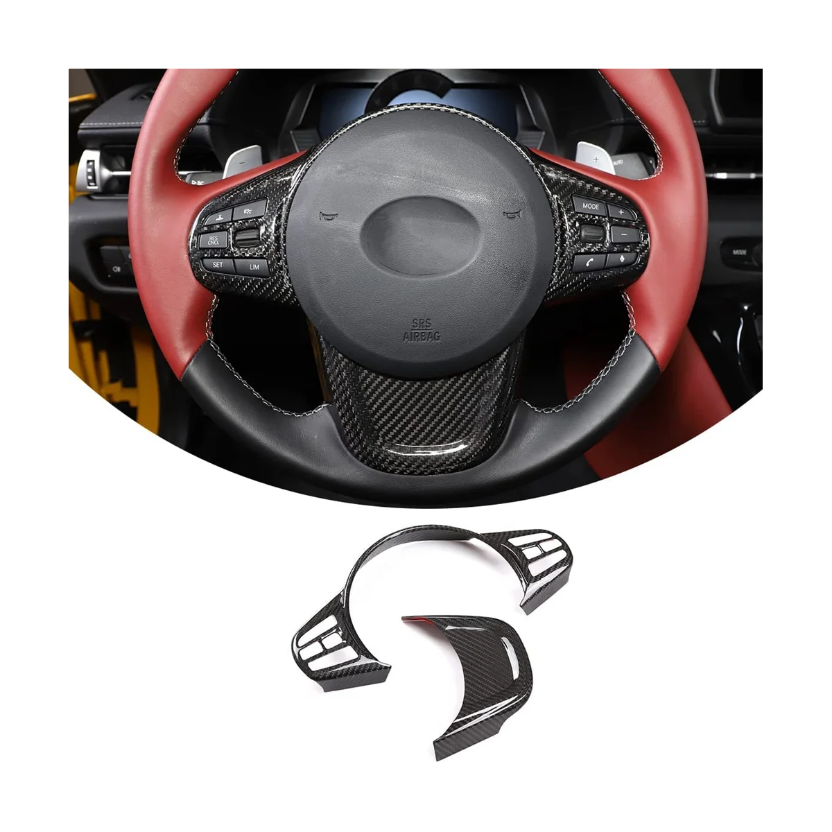 

Car Steering Wheel Cover Trim Sticker Carbon Fiber for Toyota Supra GR A90 A91 MK5 2019 2020 2021 2022 Accessories