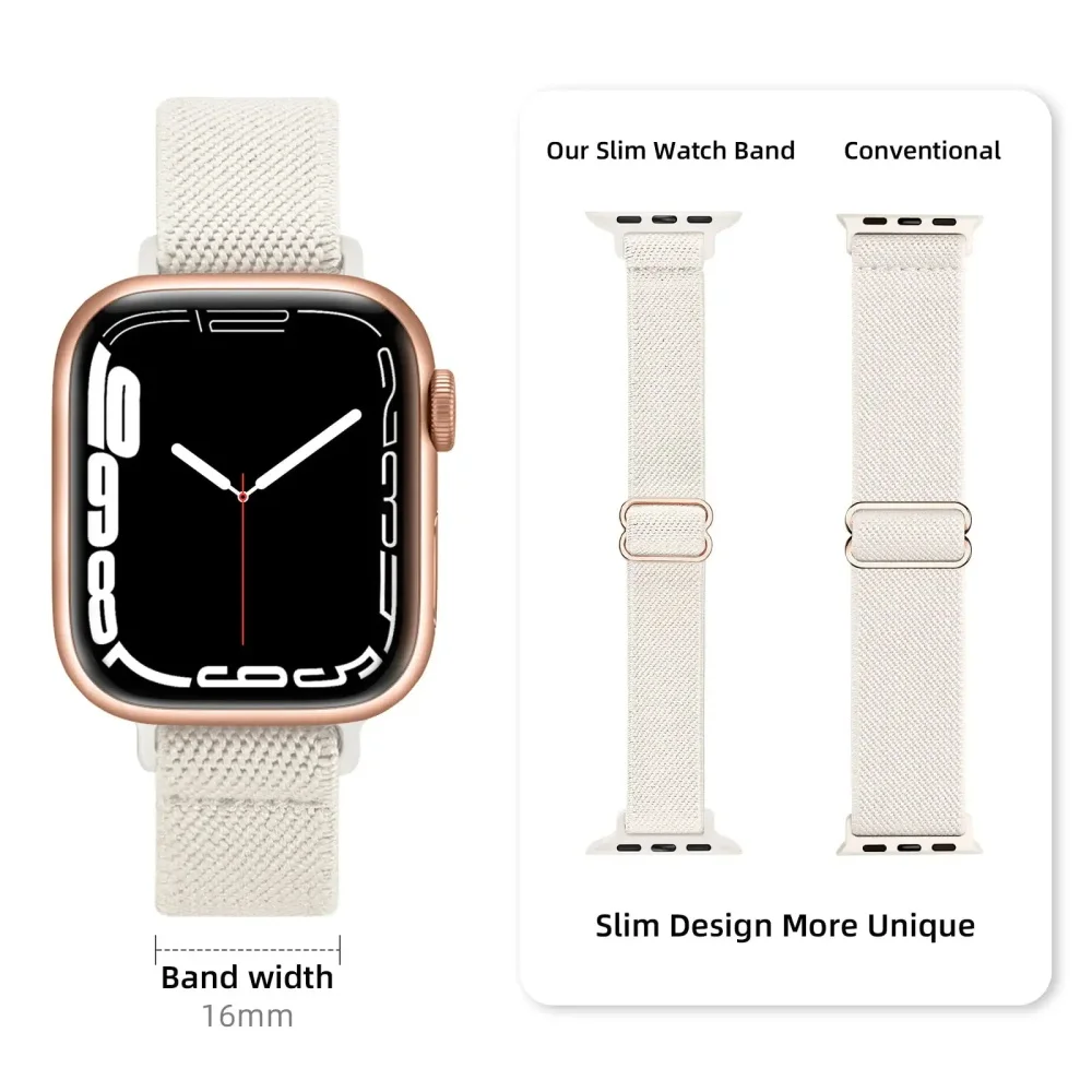Slim Stretchy Strap For Apple Watch Band 41mm 40mm 49mm 44mm 45mm 38mm 42mm Nylon loop bracelet Iwatch Series 7 SE 6 5 3 8 Ultra