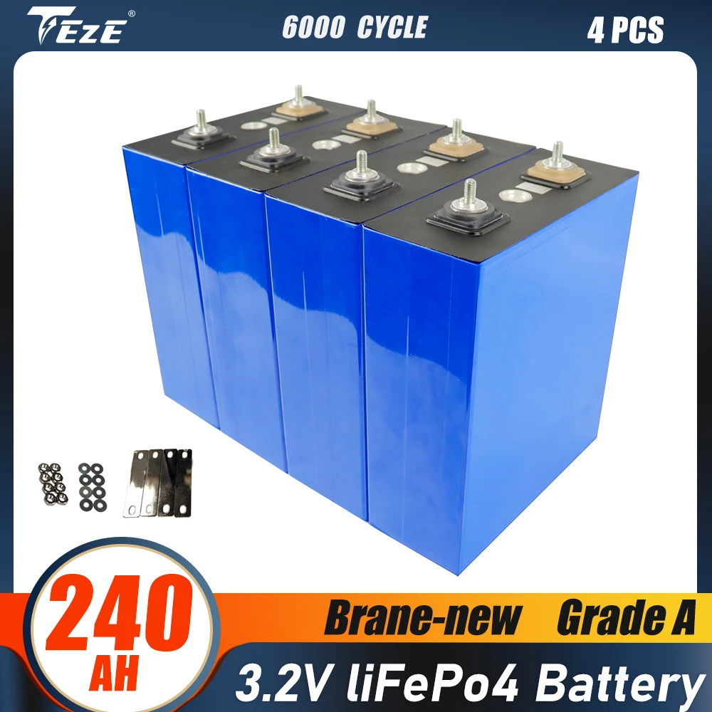Brand New 3.2v 240ah Lifepo4 Rechargeable Lithium Iron Phosphate Solar Cell 12v 24v  for RV Boat Golf Cart EU US Tax Free