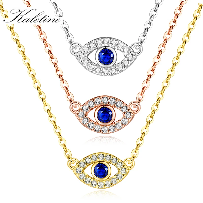 

KALETINE Turkish Evil Eye Necklace 925 Sterling Silver Pendant Choker For Women Clavicle Chain Lucky Friendship Jewelry Gift