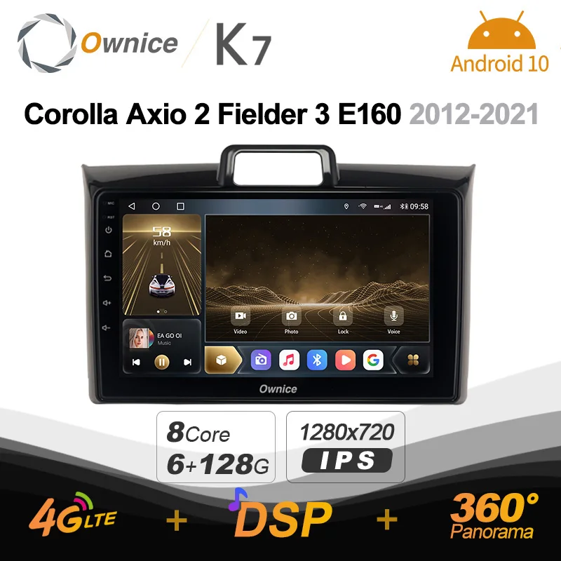 

Автомобильный радиоприемник Ownice K7 6G + 128G, Android 10,0 для Toyota Corolla axio fielder 2015, GPS, 2din, 4G, LTE, Авторадио 360, SPDIF, без DVD