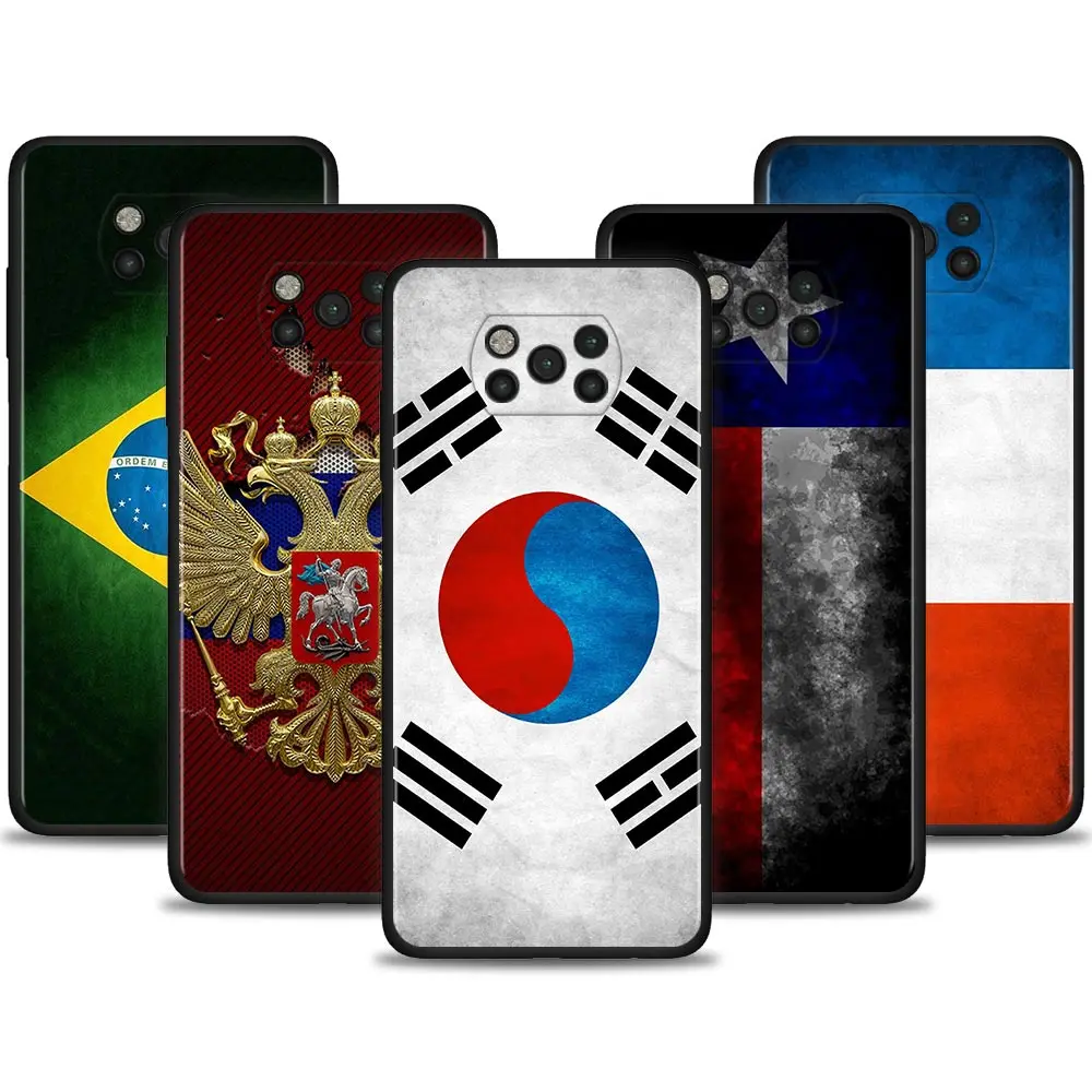

National Flag RU FR UK for Xiaomi Poco X3 Pro 5G F3 GT M3 M4 X4 Silicone funda Cover for X3 NFC Capa Shockproof Phone Case Bag