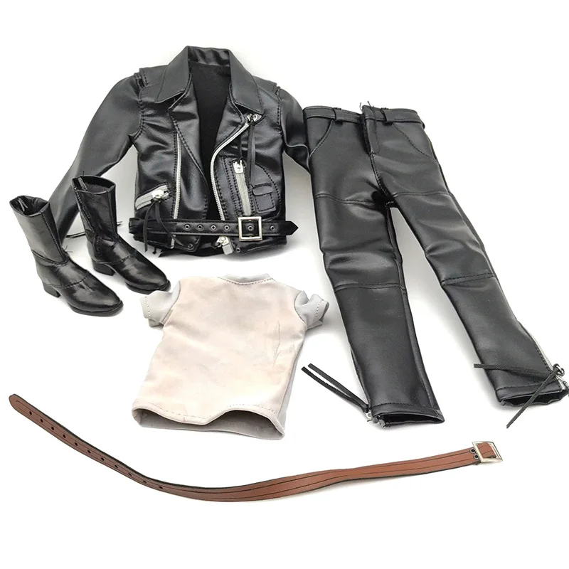 

1/6 Leather Coat Jacket Pants Boots Model Clothes Set For 12in Male Soldier Phicen Tbleague JIAOU Doll Action Figure 30cm Doll