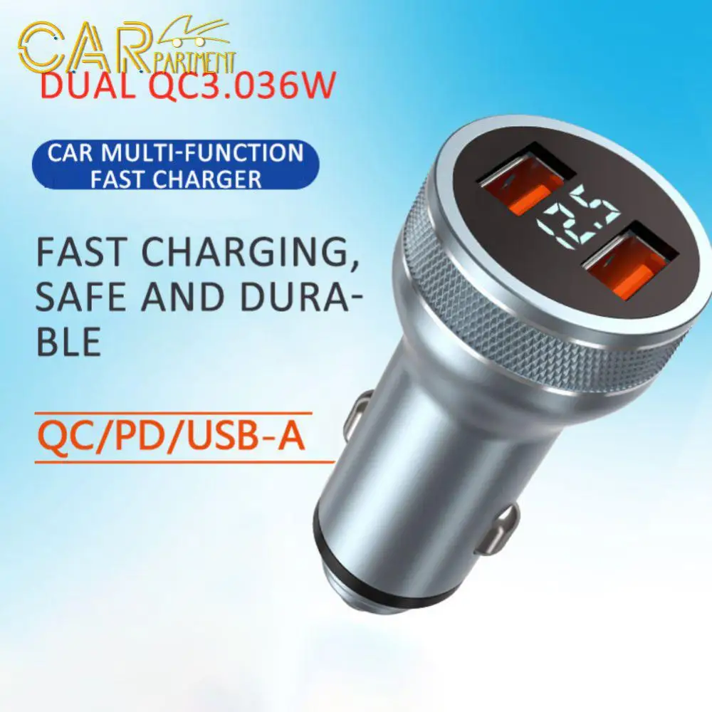 

Digital Display Car Charger Fast Charger Digital Display Aluminum Car Charger Portable 36w Car Phone Charger Car Accessories