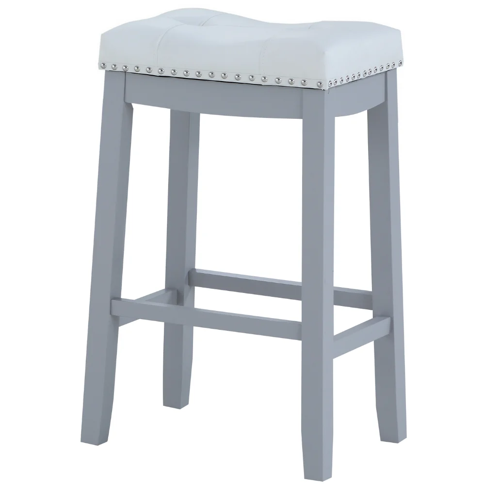 

Cambridge 29" Padded Stool-Gray w/ White Cushion