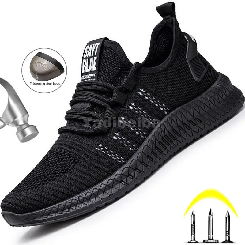 

Work Safety Shoes Men Women Work Sneakers Summer Breathable Construction Shoes Steel Toe Safety Boots Anti-Puncture Work Boots