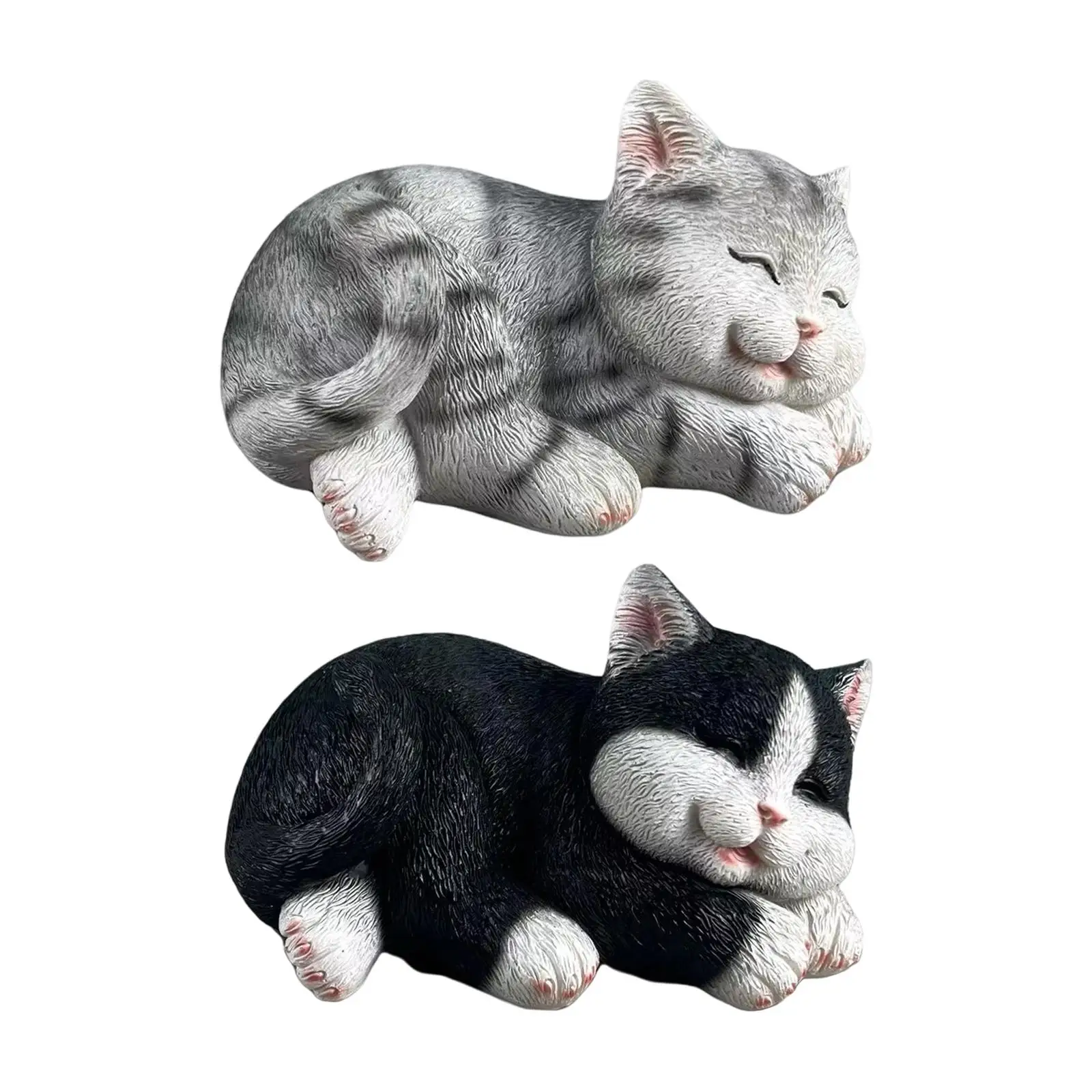 Фото Фигурка кошки для сада, декоративная статуэтка кошки, скульптура из смолы для уютного декора полок, балконов, столов, дома №4