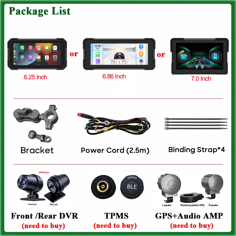 Мотоциклетный навигационный экран беспроводной CarPlay Android Auto мотоцикл GPS мотор