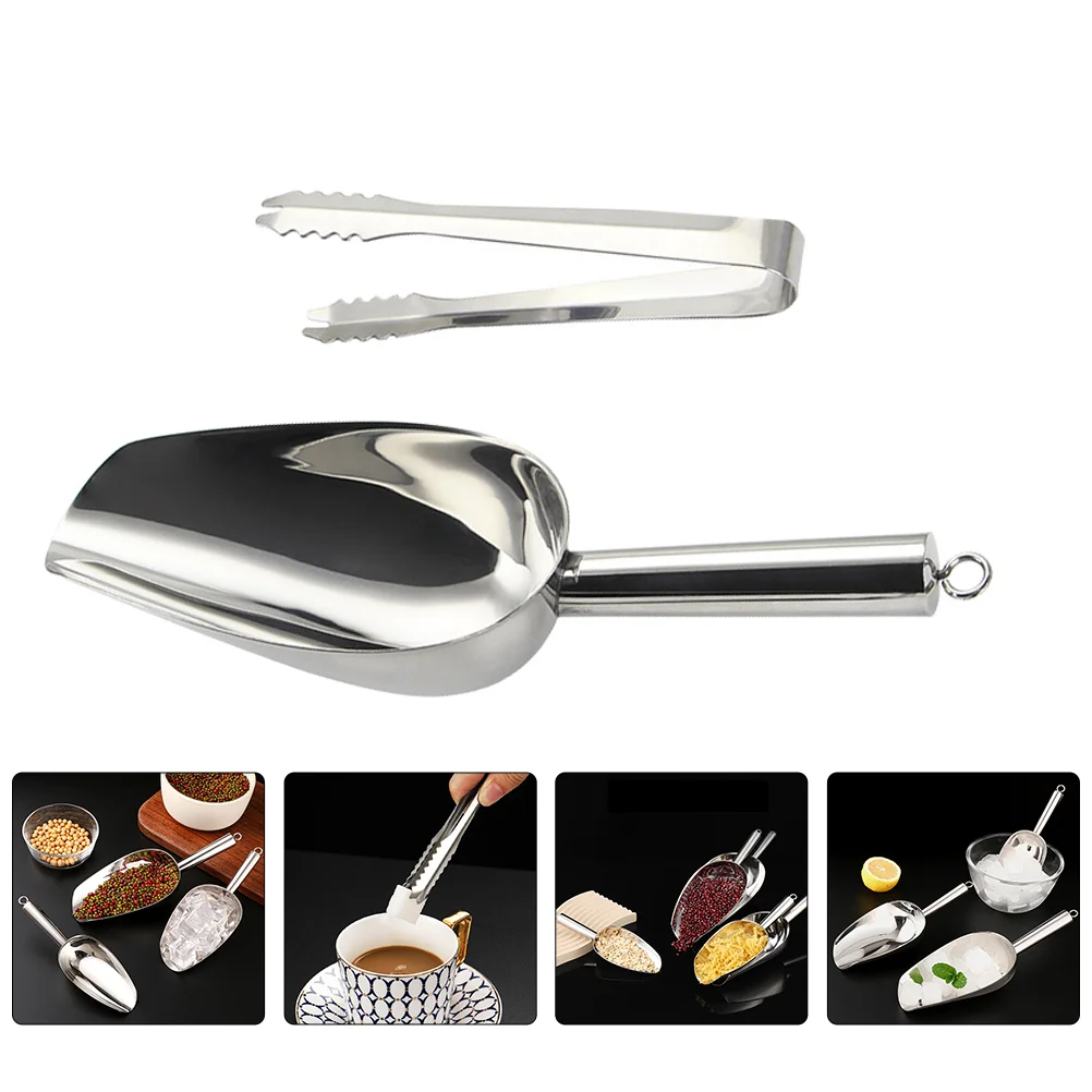 

Scoop Scoops Tongs Steel Stainless Ice Kitchen Mini Metal Foodtea Utility Scooper Small Flour Bean Coffee Toongs Cube Large Tong