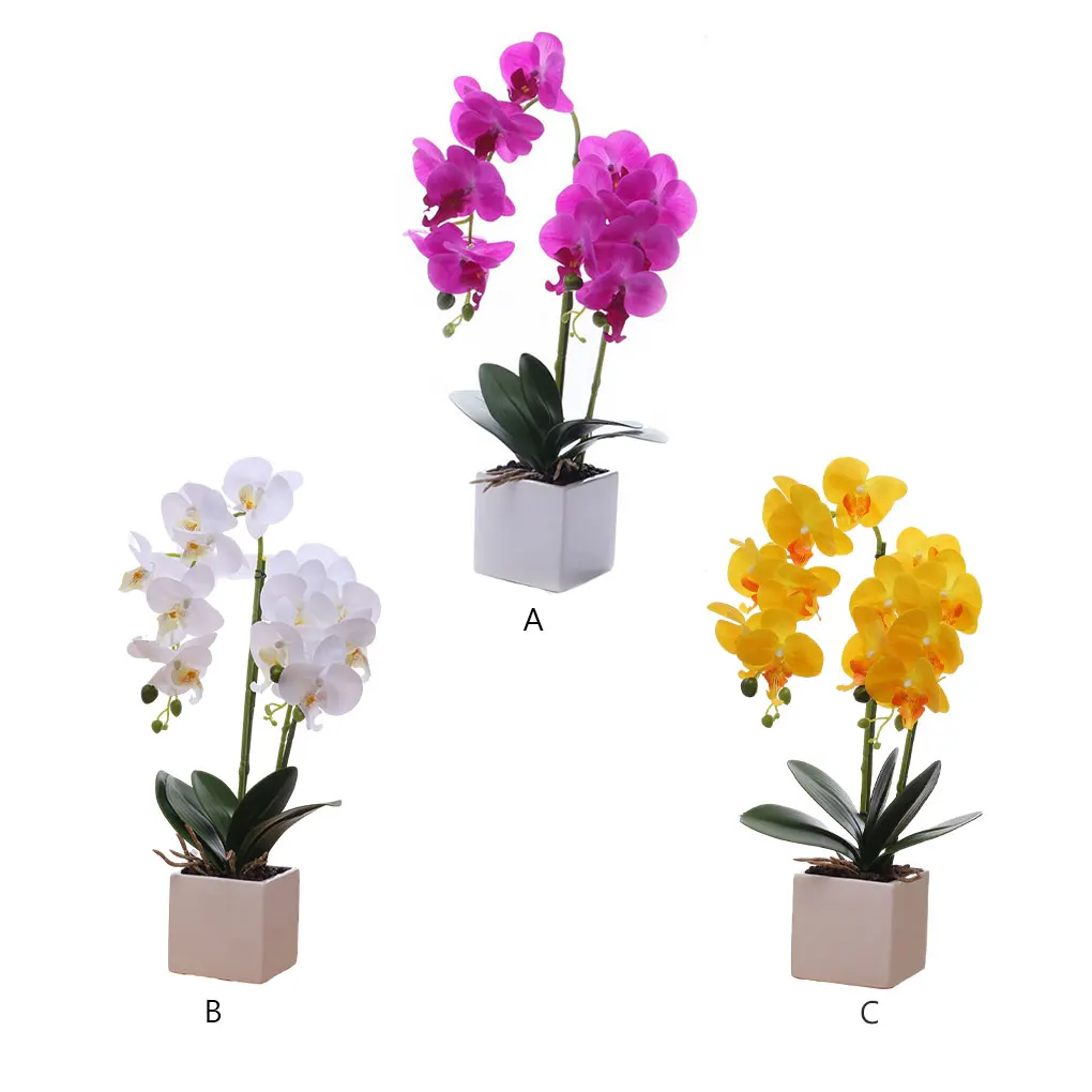 

Artificial Flowers Pot Simulated Orchids Fake Bonsai Home Arrangements