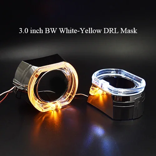 

Ronan 2 шт. 2,5 мм x 3,0 мм квадратные направляющие глаза ангела с кожухом Стайлинг автомобиля DRL кольцо гало BM Биксеноновые линзы проектора