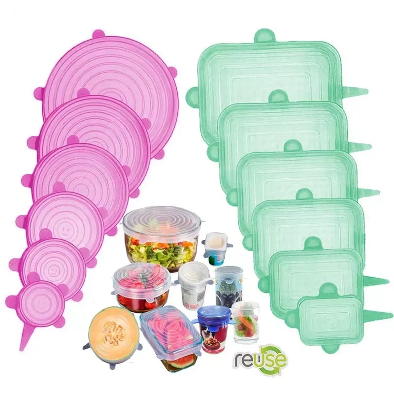 

Food Silicone Cover Cap Universal Silicone Lids For Cookware Bowl Reusable Stretch Lids Kitchen Accessories Canning Lids