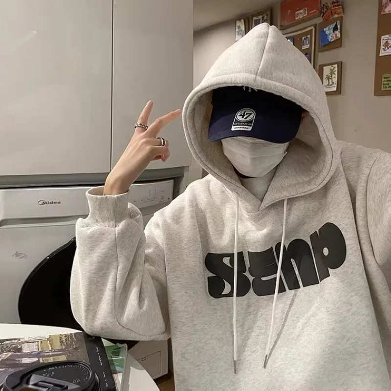 

Streetwear Vintage Letter Print Pullovers Hoodies Men Y2K New Harajuku Loose Sweatshirt 2023 Autumn Unisex Casual Hoodie Tops